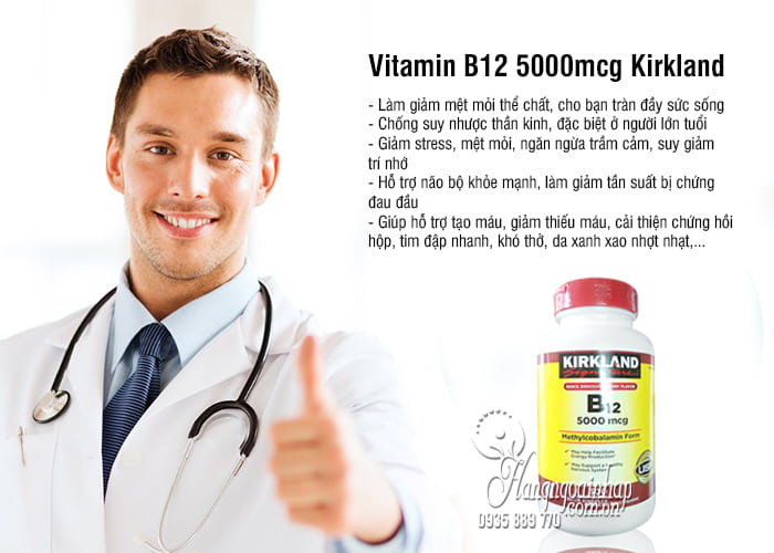 VITAMIN BỔ MÁU VÀ THẦN KINH KIRKLAND B12 5000 mcg-USA